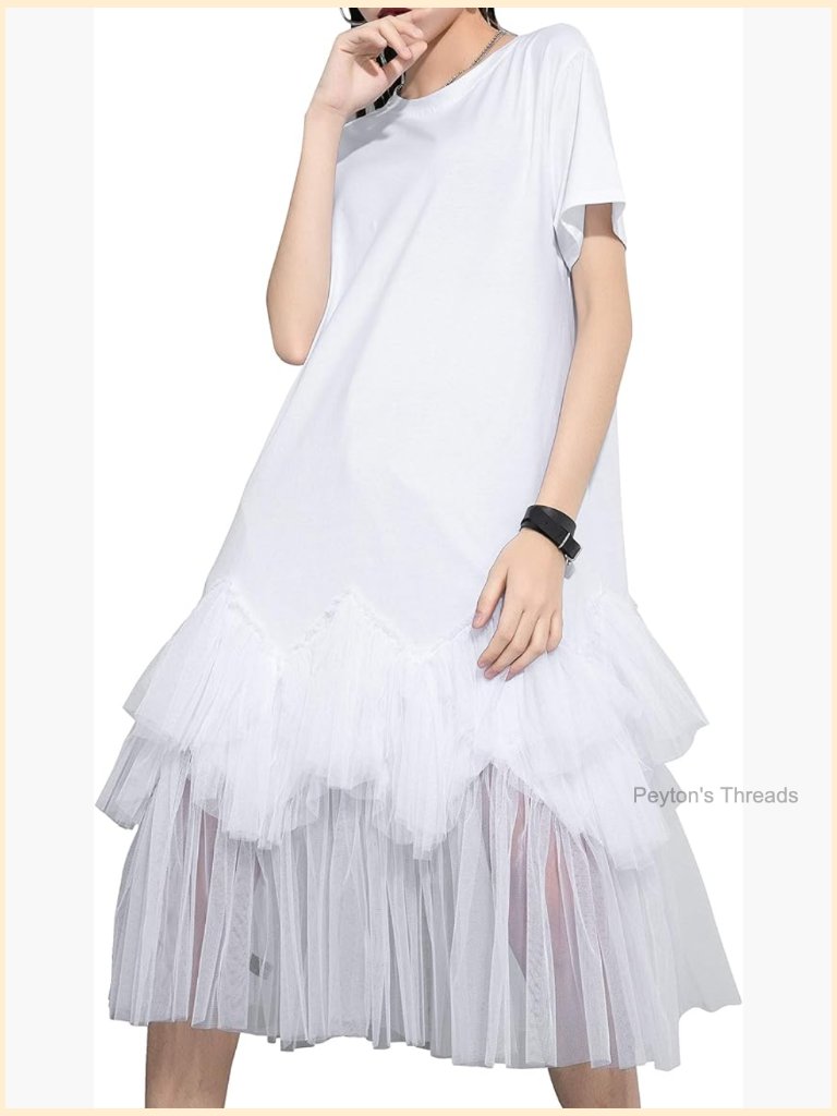 Oversized Tutu Tulle Midi Dress With Ruffle Hem